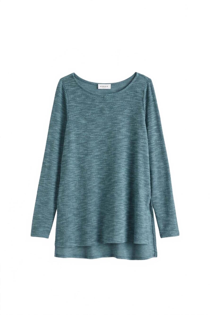 NEW GILLI women's long sleeve tunic sweater knit top in teal